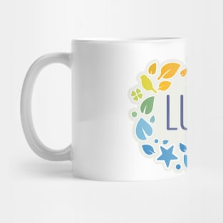 Lucy name with colorful leaves Mug